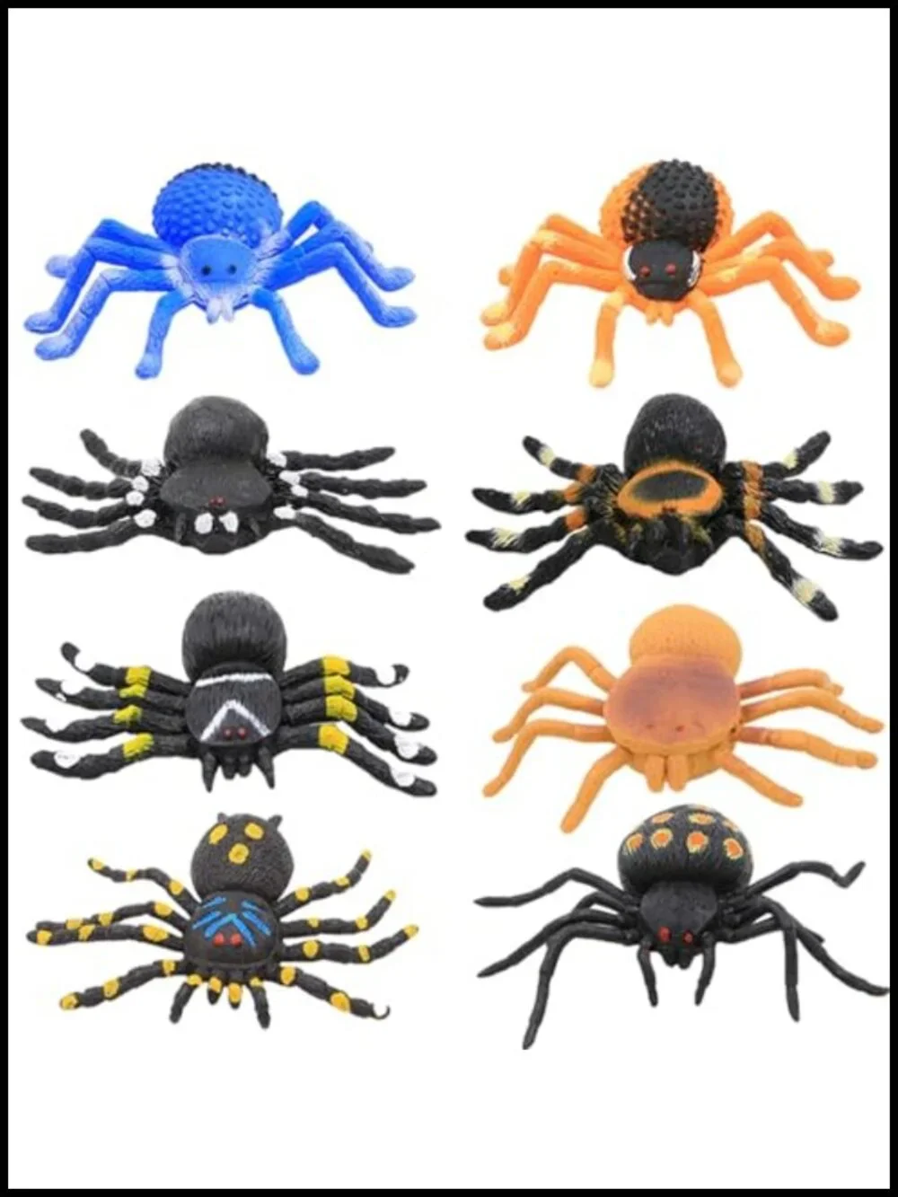 Realistic Rubber Spider Toys 8-Pack Stretchy Bendable Gag Prank Halloween Party